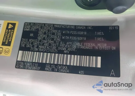 2015 Lexus Rx 350 from USA, damaged, VIN 2T2BK1BA5FC310525